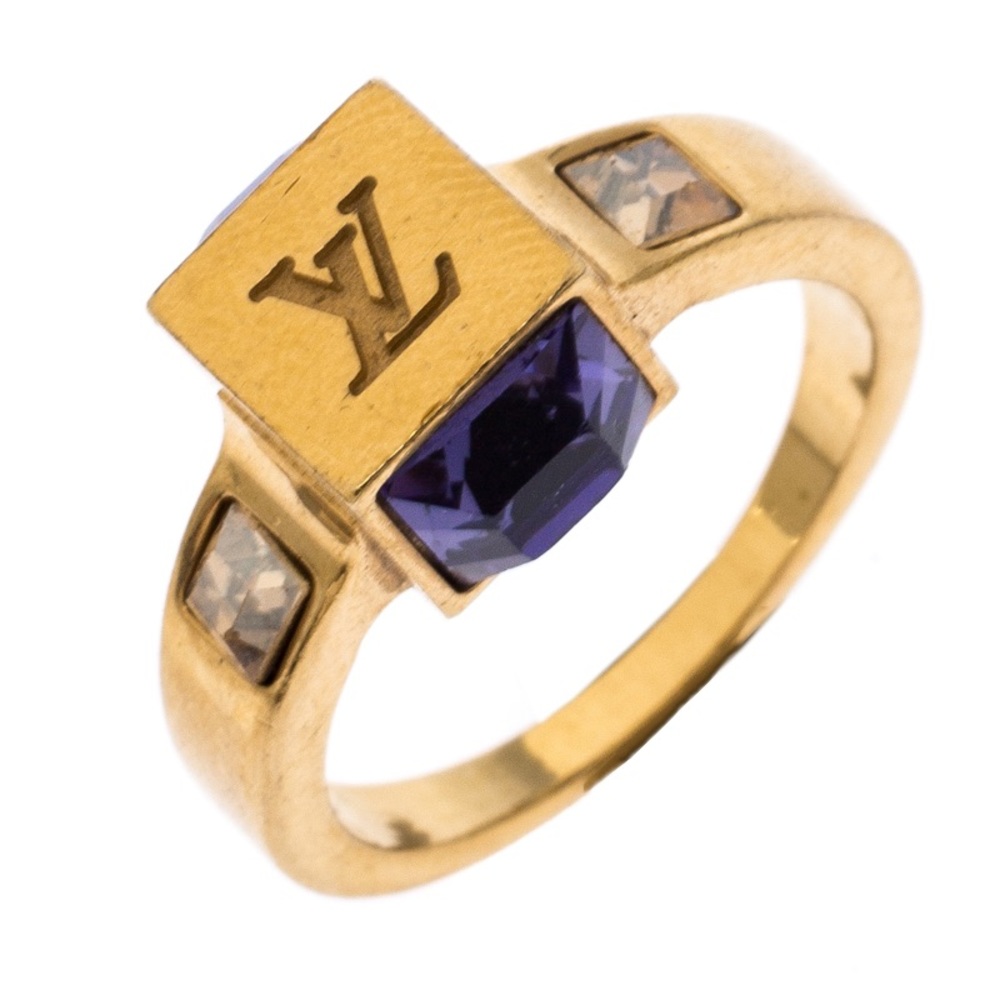 Louis Vuitton Gamble Crystal Gold Tone Ring